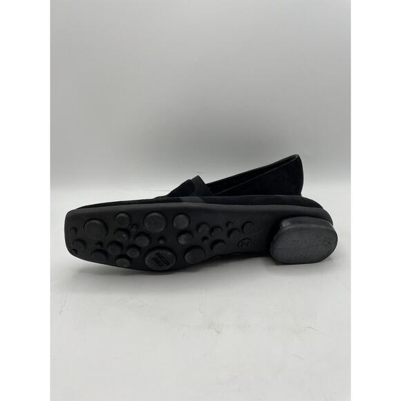 Stuart Weitzman Slip On Block Heel Square Toe Black Suede Size 8.5 AA Narrow - Picture 4 of 7